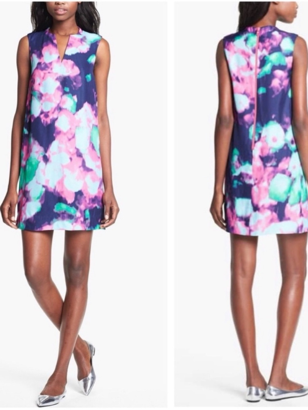 Kate Spade New York Watercolor Floral Shift
Dress Size 12 Pink Navy Sleeveless